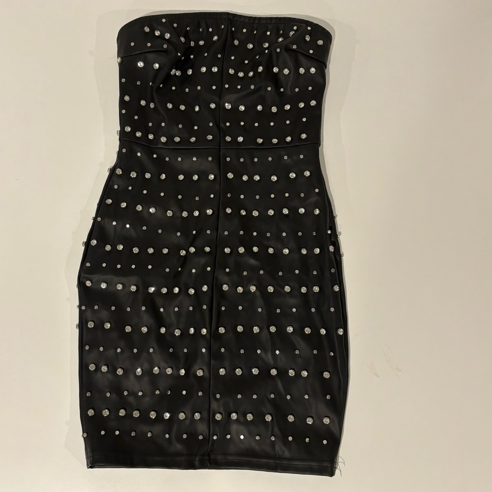 Fashion Nova Black and White Strapless Bodycon Dress
